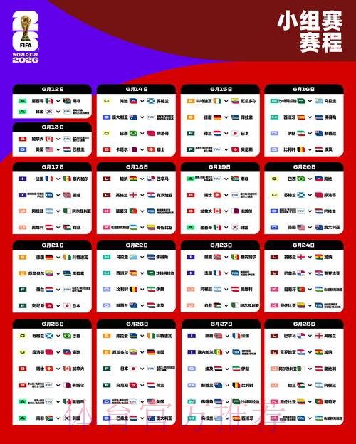 2026世界杯比赛时间一览